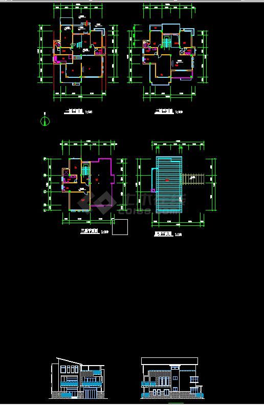 西安某地三层砖混结构独栋别墅建筑设计方案四cad施工图-图一