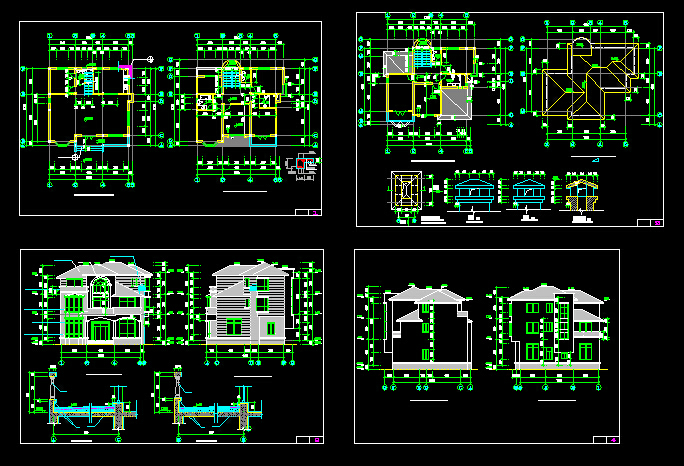 某别墅建筑扩出详情CAD全套图纸_图1