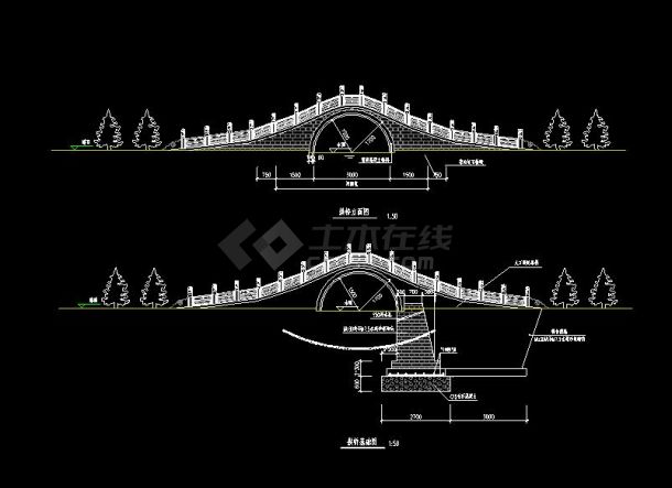 精致实用的古典石桥建筑设计图（含设计说明）-图二