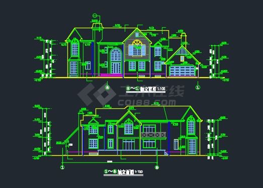 别墅全套建筑CAD施工详情设计图-图二