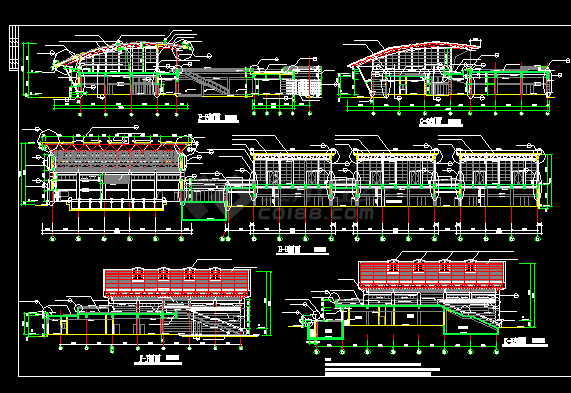 体育活动中心建筑施工CAD详细设计图纸方案-图二
