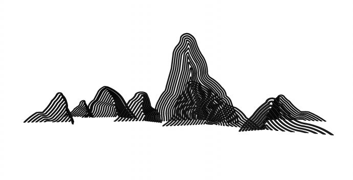  线条山形山水景墙 su模型_图1