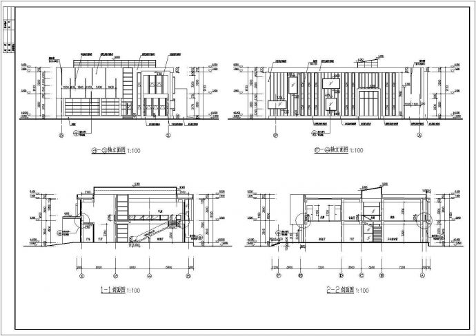 某小区二层框架结构会所建筑方案图_图1