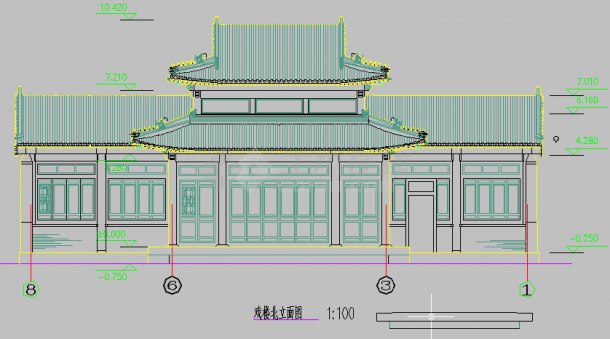 某地仿古建专业设计cad建施图纸-图二