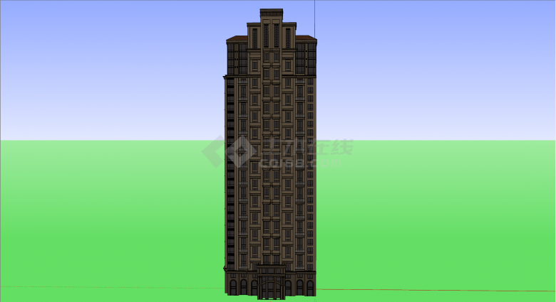 小区高楼层住宅建筑户型 su模型-图二