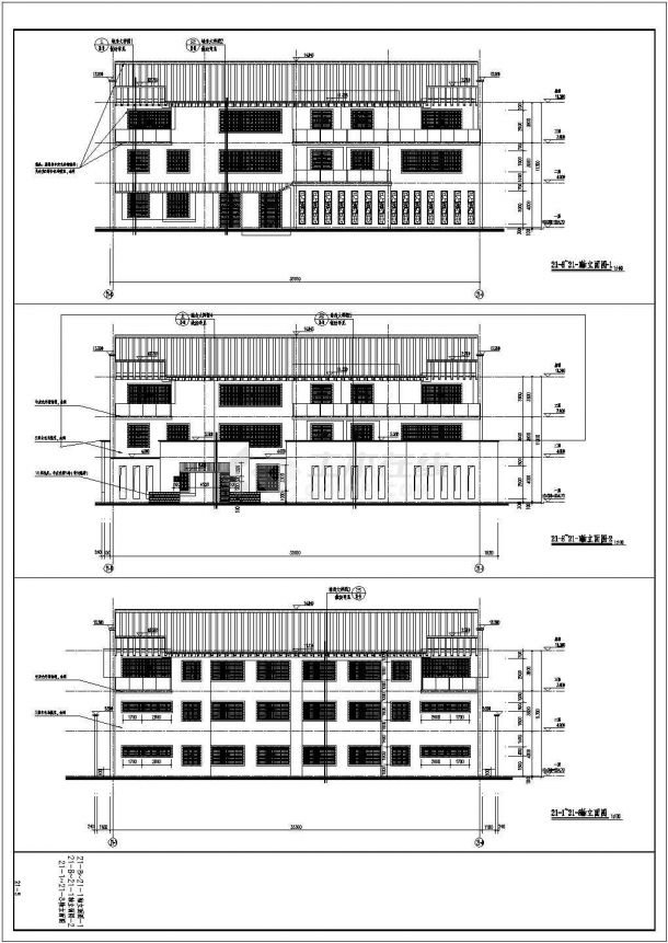 某地三层框架结构小区物业管理用房建筑设计施工图纸-图一