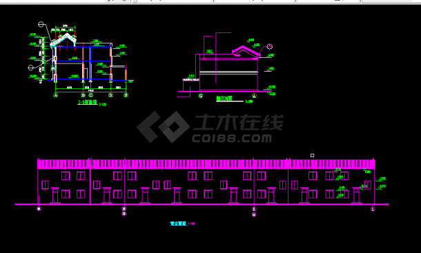 仿古街建筑施工cad设计方案图纸-图二