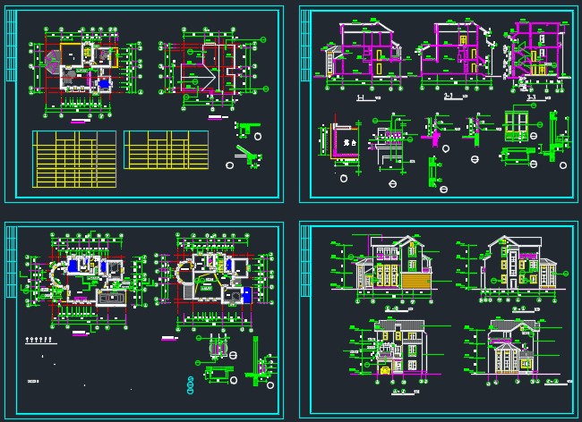 超豪华别墅建筑设计施工CAD详情图