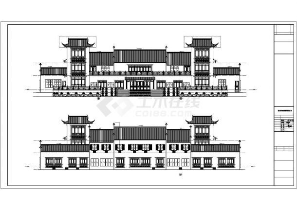 重庆市某地多栋框架结构仿古建筑设计施工图纸-图一
