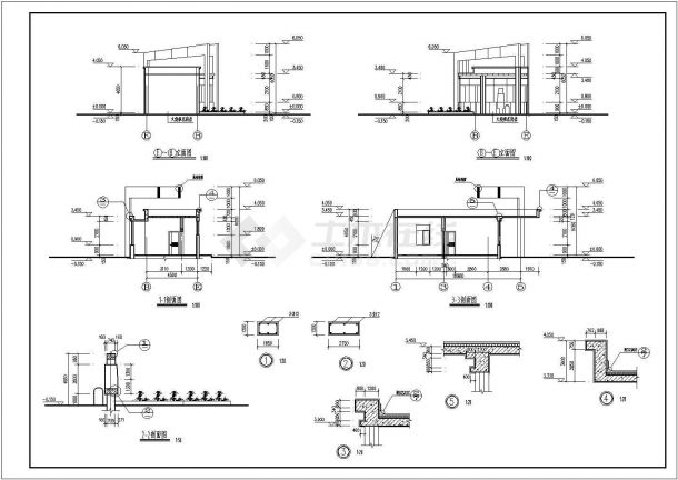 某地一层框架结构大门建筑设计施工图纸-图二
