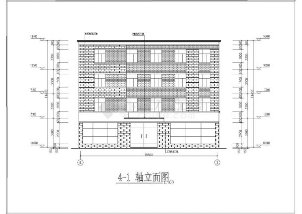 某地四层框架结构私人宾馆建筑设计方案图-图二