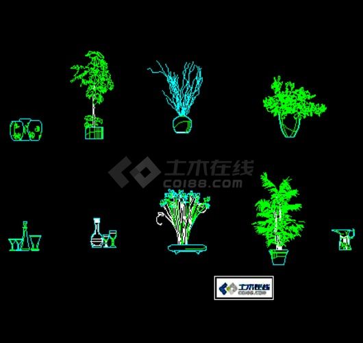 植物盆栽CAD立面图集-图一