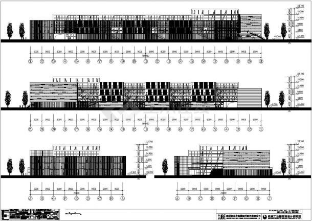 某学校四层框架结构图书馆建筑设计方案图-图一