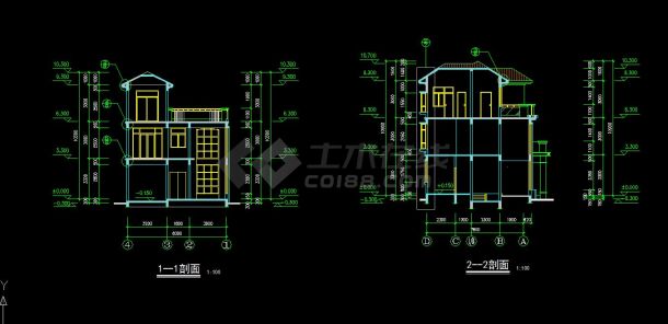 西宁某地三层砖混结构独栋别墅建筑设计方案一cad施工图-图二