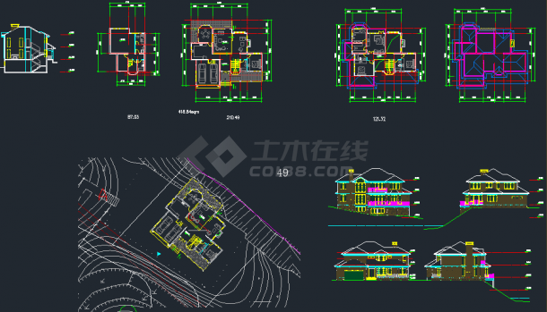 某地区坡地独栋1号别墅建筑设计CAD施工方案图-图一