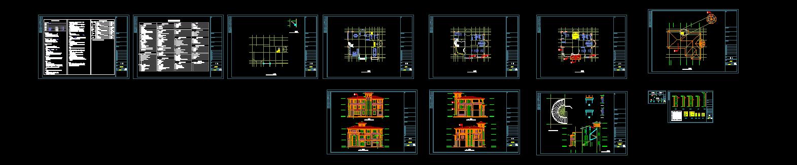 广州某地三层砖混结构独栋别墅建筑设计方案二cad施工图