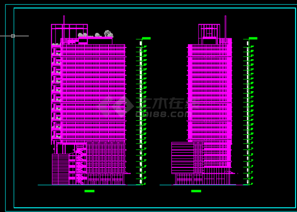 酒店办公楼建筑施工CAD设计图纸-图二