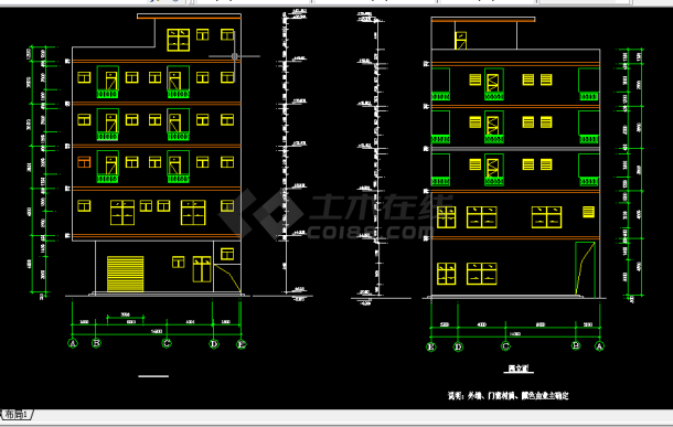 多层商住楼建筑施工cad设计方案图纸-图二