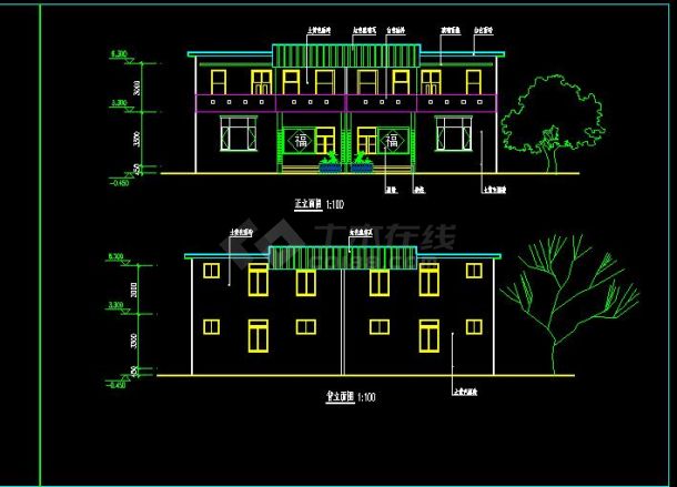 农村二层住宅建筑设计图纸（含效果图）-图二