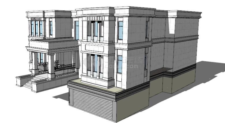 欧式多层精美小别墅su模型-图二