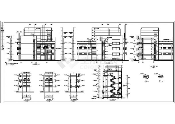 某大学四层框架结构教学楼建筑设计施工图纸-图二