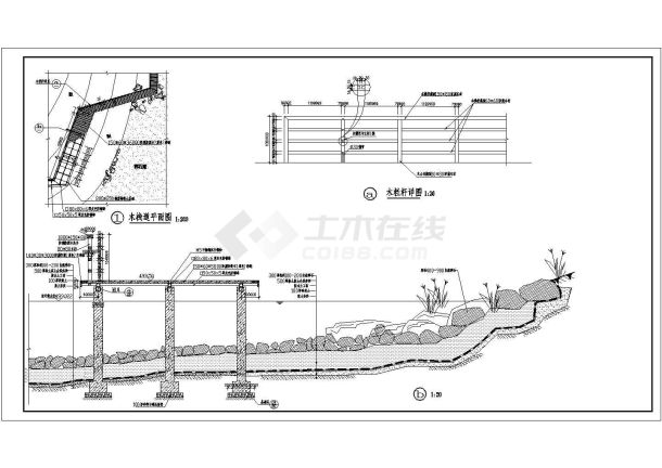 某亲水平台、木栈道全套施工图图纸-图一