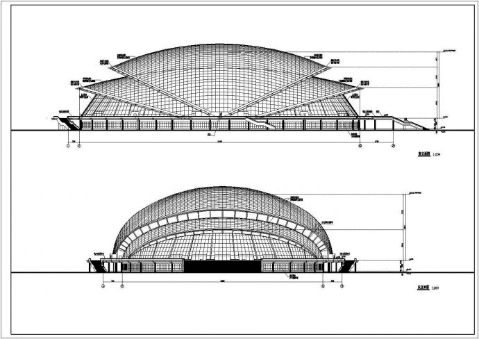北方某省大型体育馆建筑设计方案图_图1