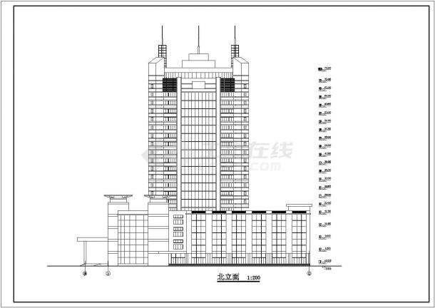某地区21层框架结构酒店建筑设计方案图-图二