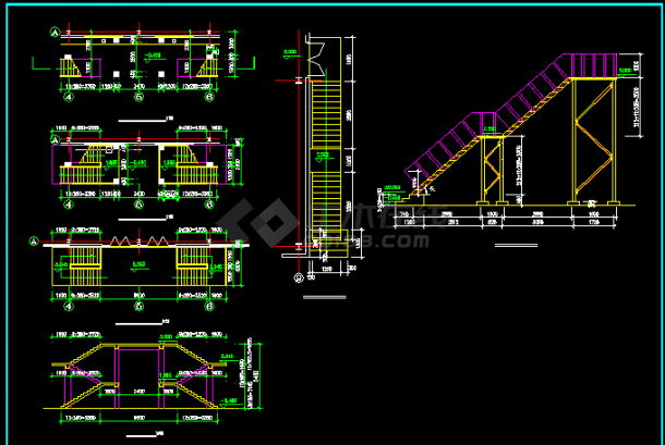 某食堂钢结构建筑设计全套CAD图-图二