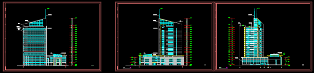 某知名大学十七层附属医院建筑CAD设计方案立面图-图一