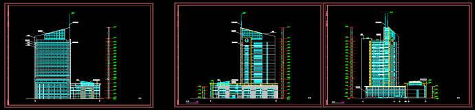 某知名大学十七层附属医院建筑CAD设计方案立面图_图1