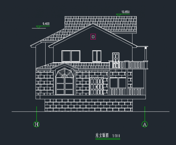 成都某地区三层小别墅建筑设计CAD施工图-图二