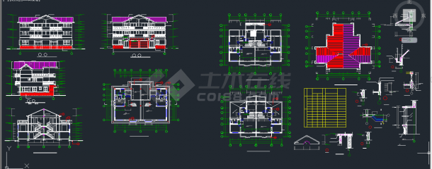 六合某地区三层双拼别墅建筑设计CAD施工图-图一