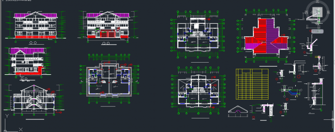 六合某地区三层双拼别墅建筑设计CAD施工图_图1