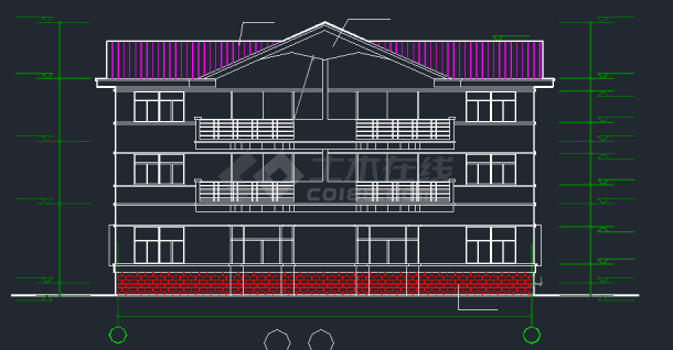 六合某地区三层双拼别墅建筑设计CAD施工图-图二