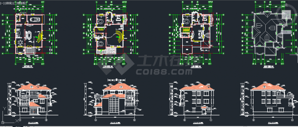 某地区新丰三层S型别墅建筑设计CAD施工扩出图-图一