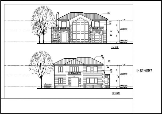 苏州某小区五套小别墅建筑设计方案图纸_图1