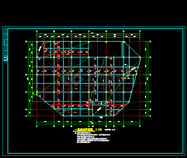 某商城框架建筑结构CAD图纸（标注详细）-图二