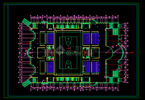 某体育馆建筑结构CAD图纸（标注详细）-图二