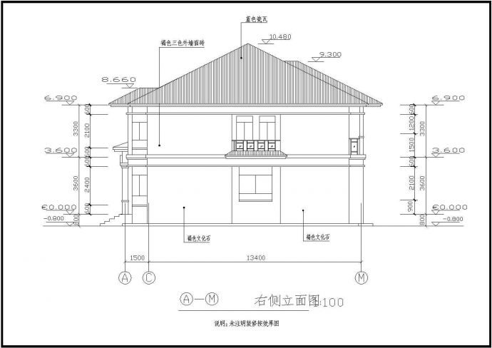 某地区二层连拼别墅建筑设计施工图_图1
