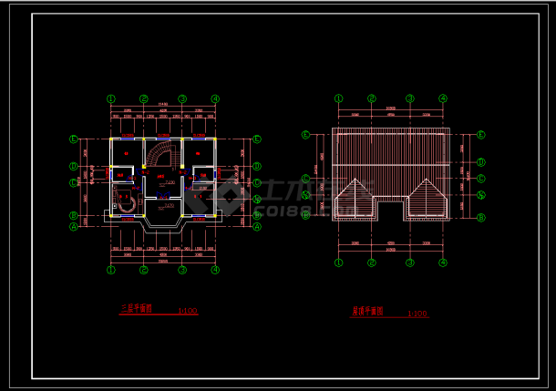 某地区某三层别墅设计cad建筑施工图-图二