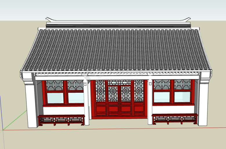 白色墙壁复古古建民居 su模型-图二