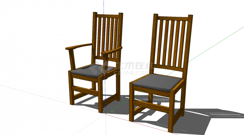 中式红木家具百叶组椅su模型-图二