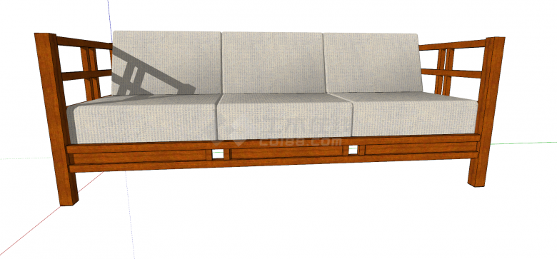 新中式木制家具沙发椅su模型-图一