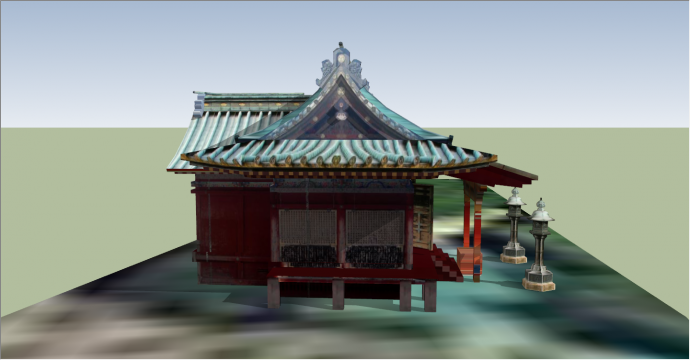 传统日式中国风古建su模型_图1