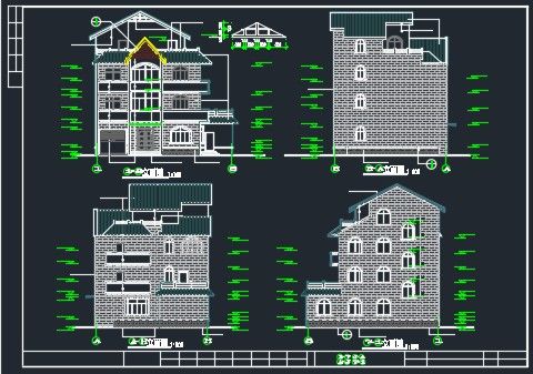 某精致独立式别墅建筑设计CAD详图-图二