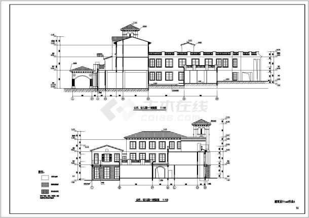 某地3层框架结构带幼儿园文化活动中心建筑方案图-图二