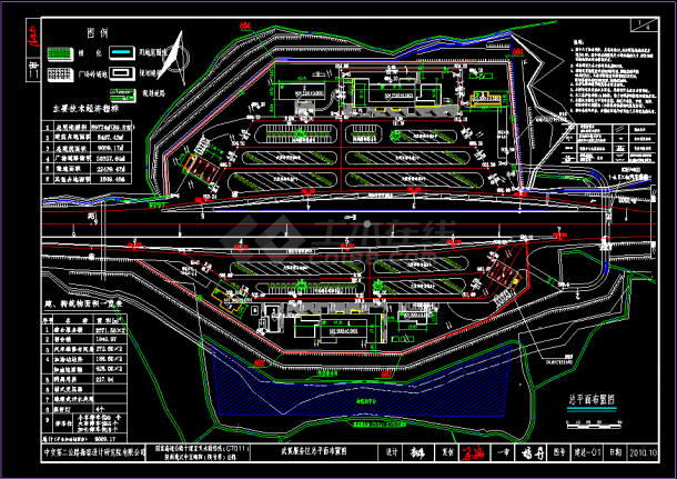 某高速公路服务区场内结构CAD规划总平面图-图一