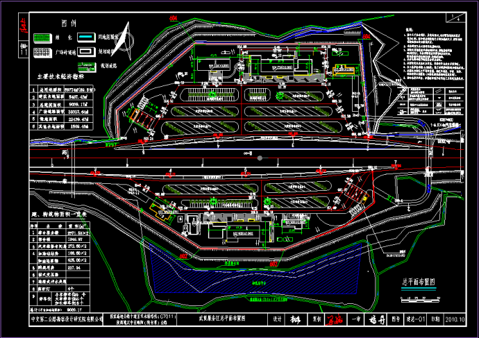 某高速公路服务区场内结构CAD规划总平面图_图1