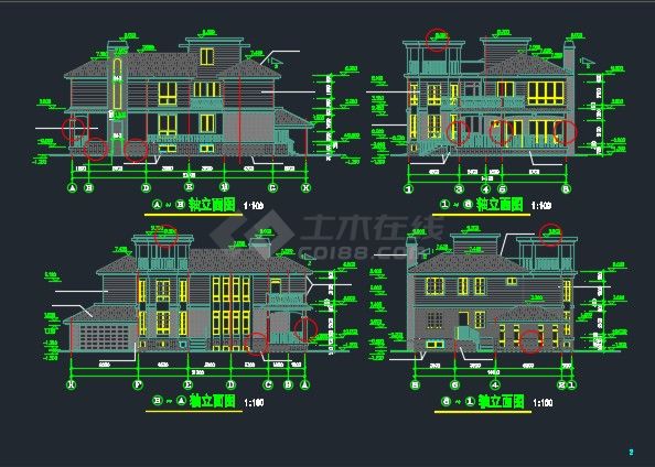 某两层独立豪华别墅施工CAD详情图-图二